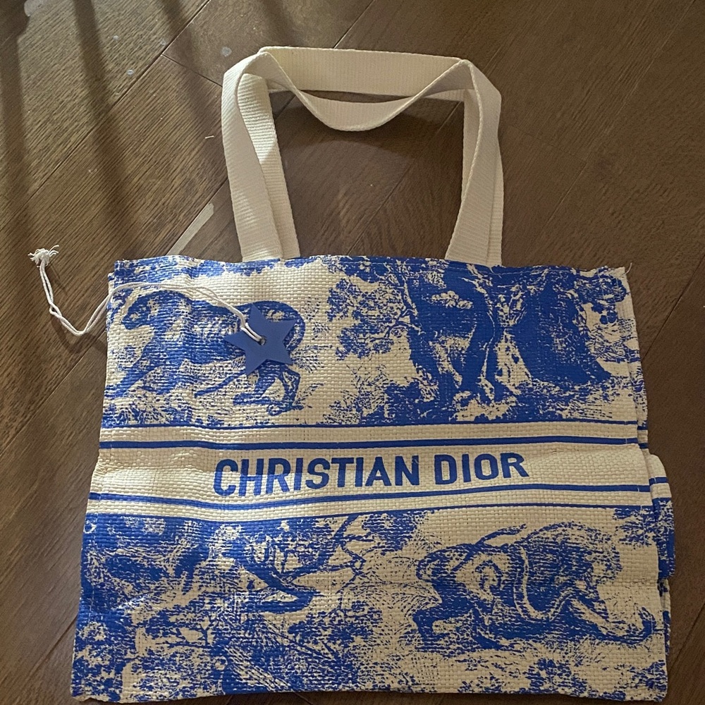 Christian Dior Blue and White Tote Bag